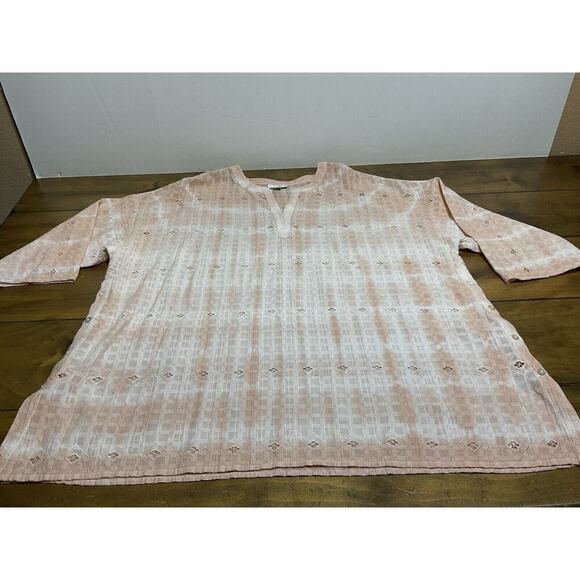 J. JILL Pure Jill XL Tunic Blouse Schiffli Eyelet Cotton Tunic Peach - Picture 1 of 10